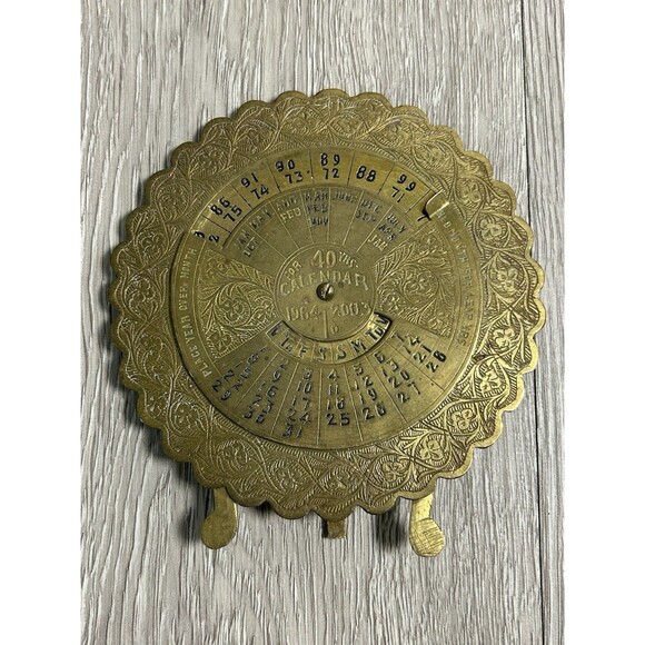 Vintage 40 Years Brass Perpetual Calendar 1964-2003 - Picture 8 of 10